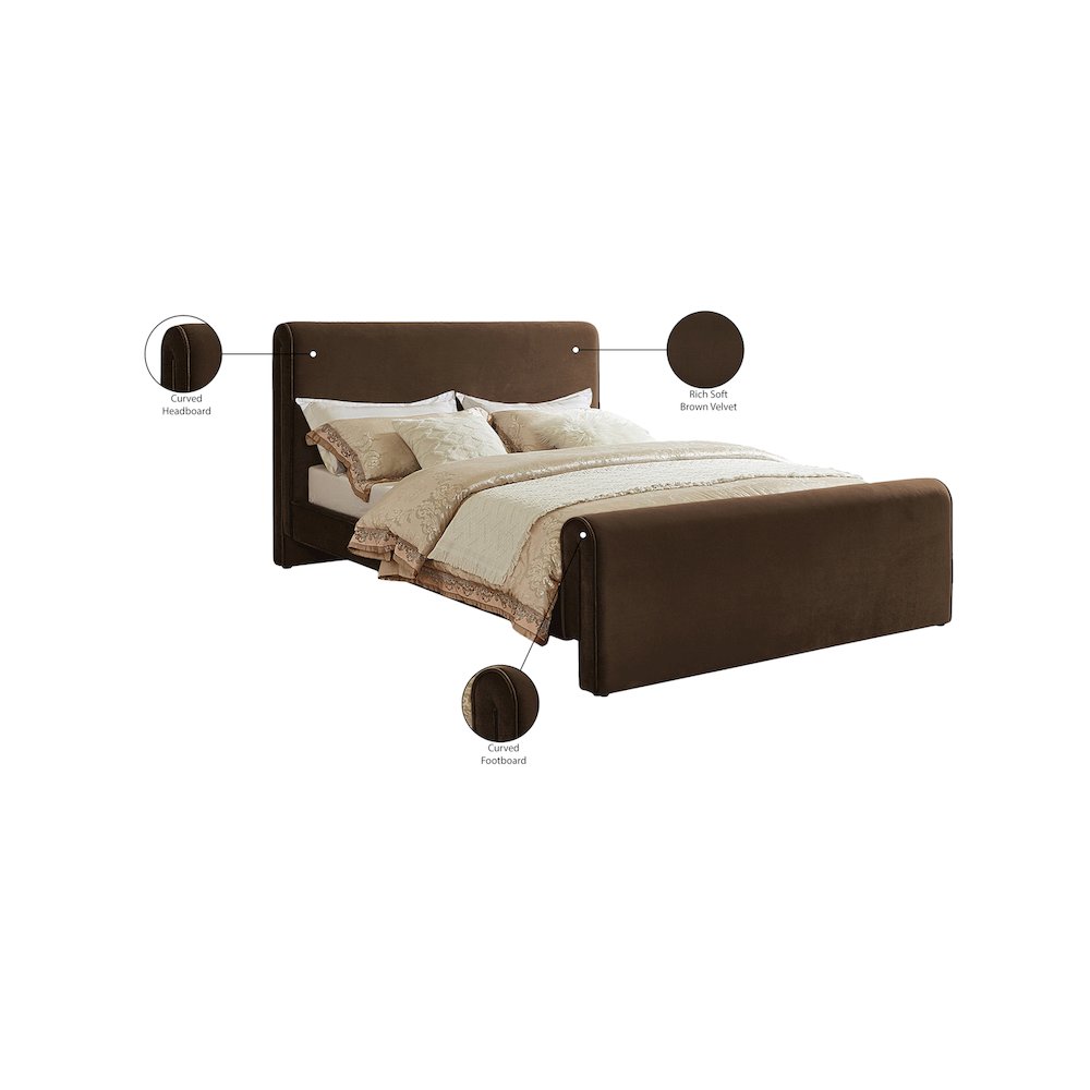 Sloan Brown Velvet Queen Bed