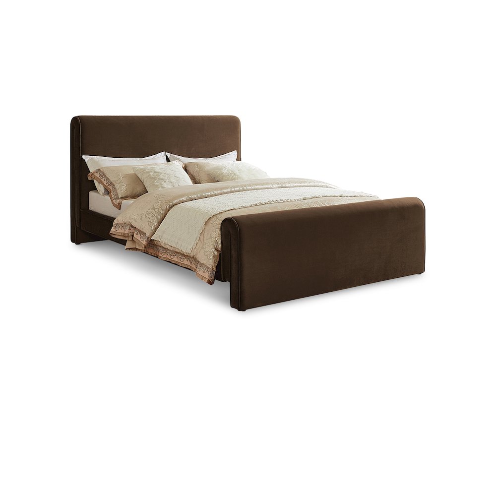 Sloan Brown Velvet Queen Bed