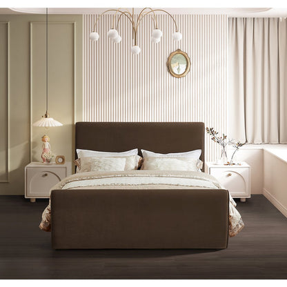 Sloan Brown Velvet Queen Bed