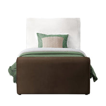 Sloan Velvet Upholstered Platform Bed with Panel Headboard, Brown Velvet, Twin