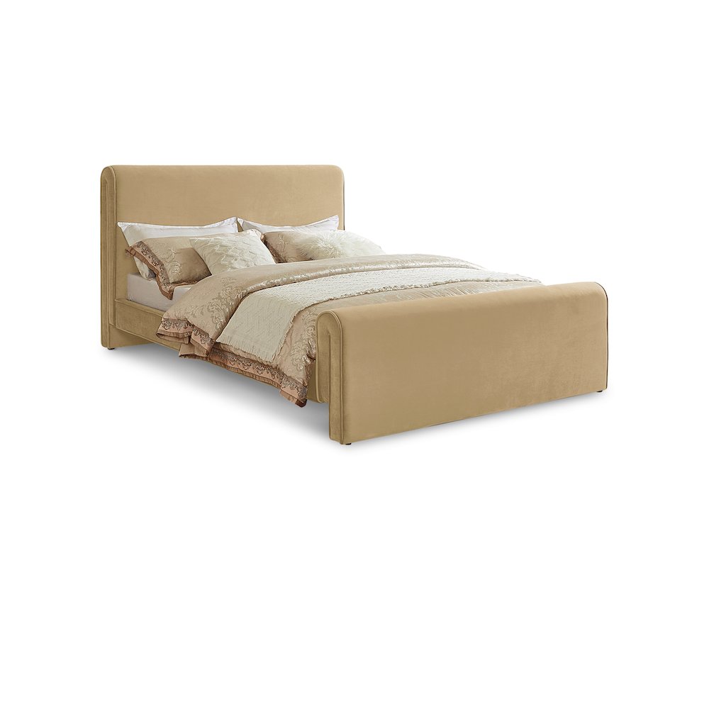 Sloan Camel Velvet King Bed