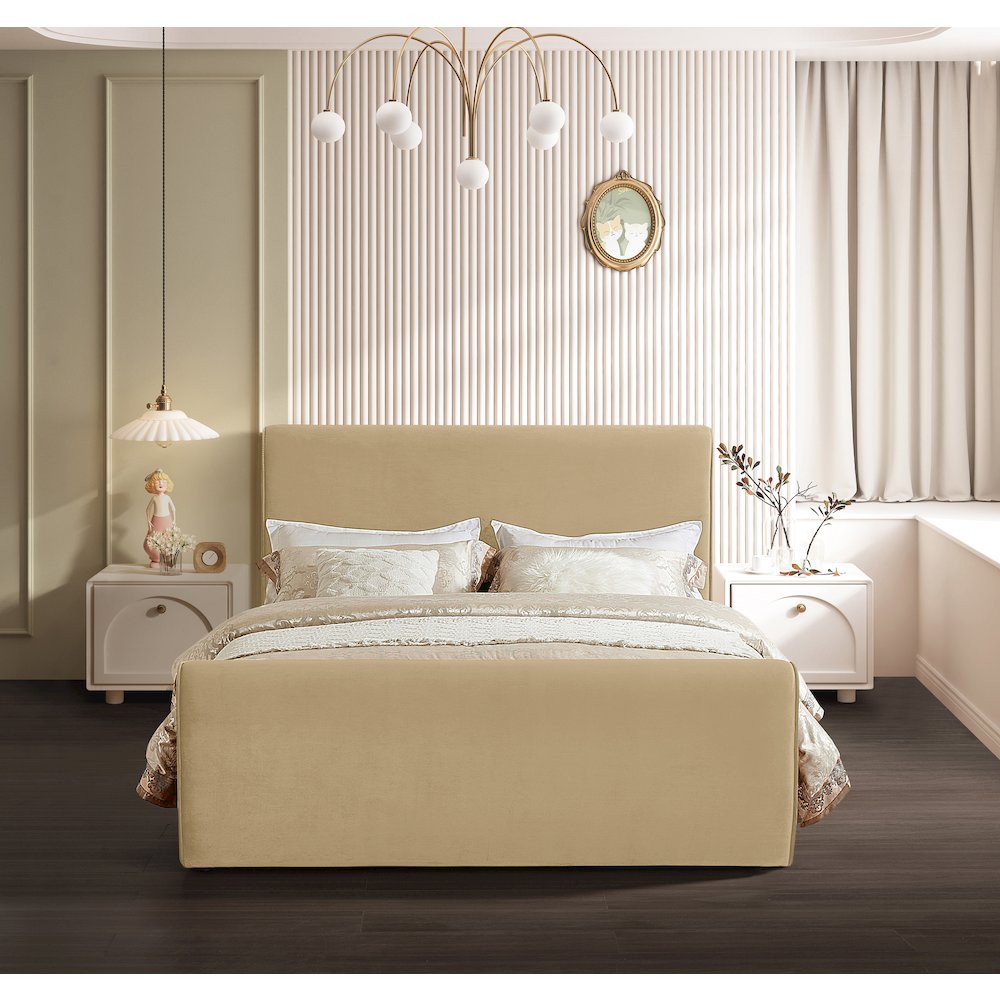 Sloan Camel Velvet King Bed