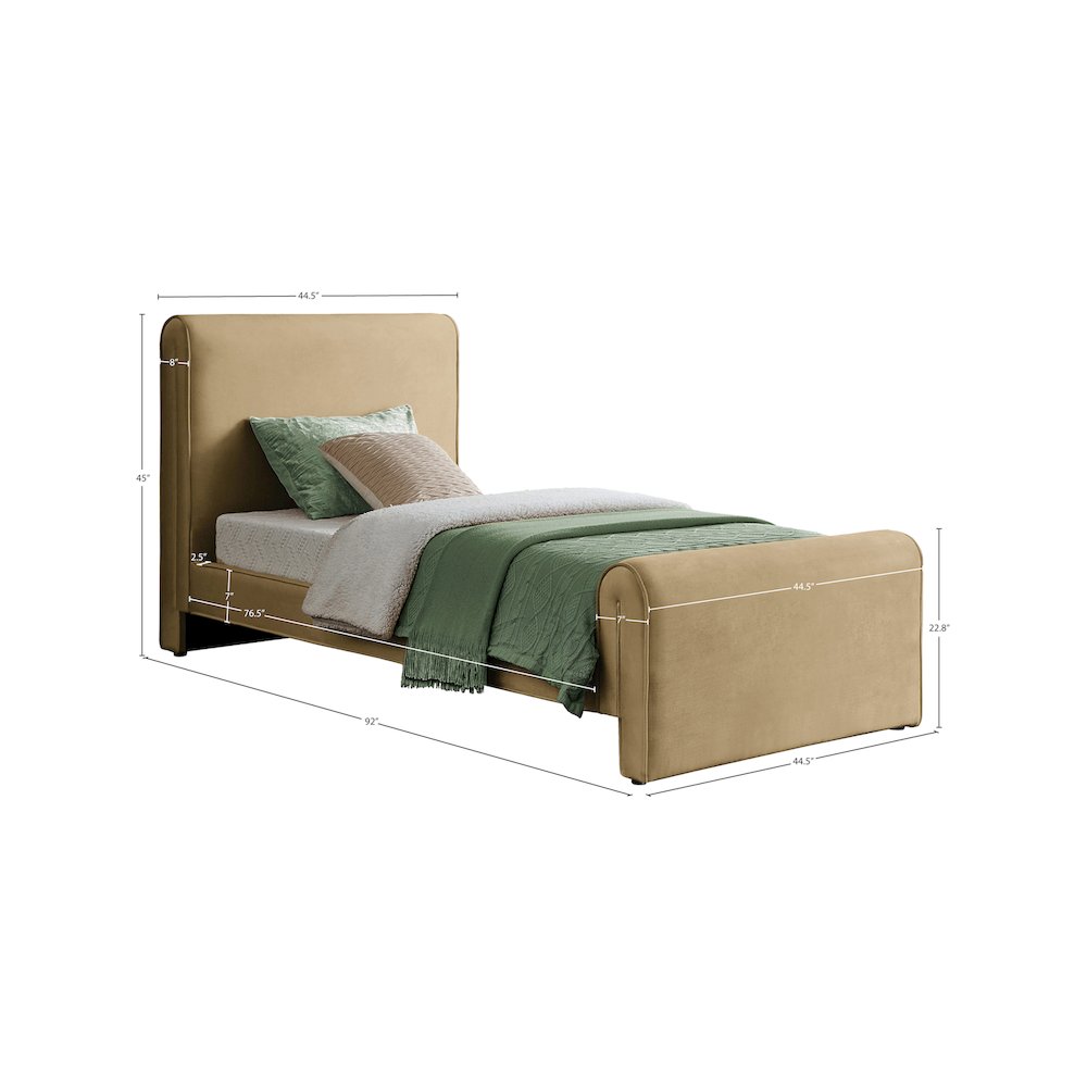 Sloan Camel Velvet Twin Bed