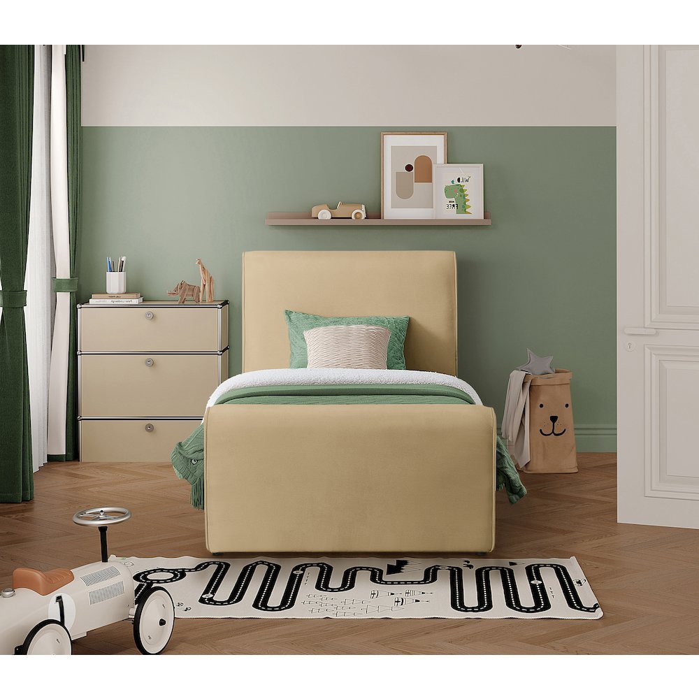 Sloan Camel Velvet Twin Bed