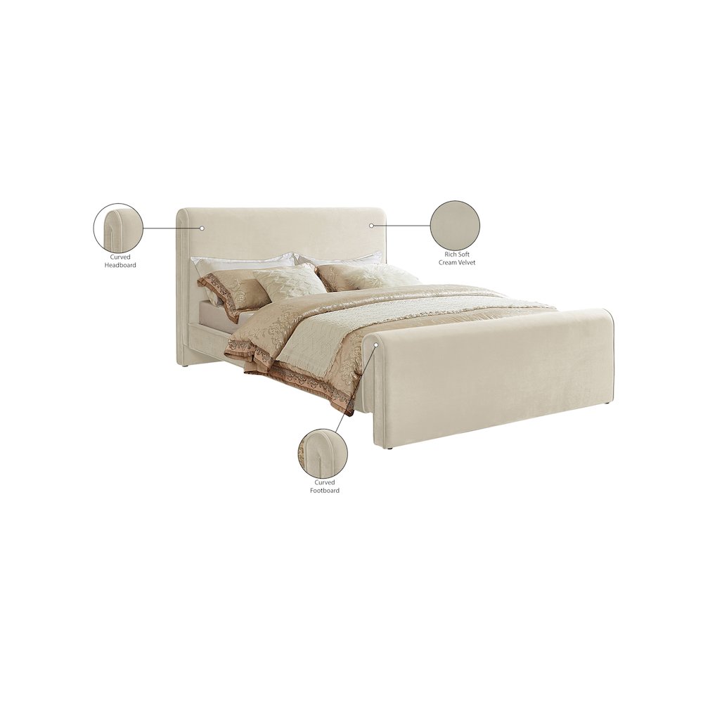 Sloan Cream Velvet King Bed