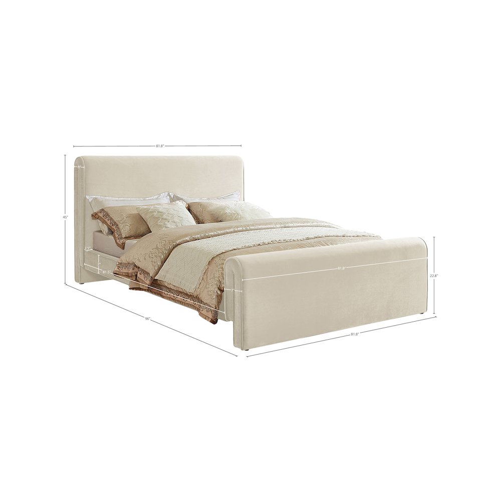 Sloan Cream Velvet King Bed