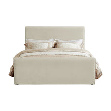 Sloan Velvet Upholstered Platform Bed with Panel Headboard, Cream Velvet, King