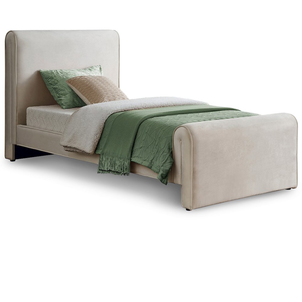 Sloan Cream Velvet Twin Bed