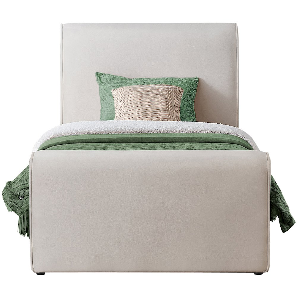 Sloan Cream Velvet Twin Bed