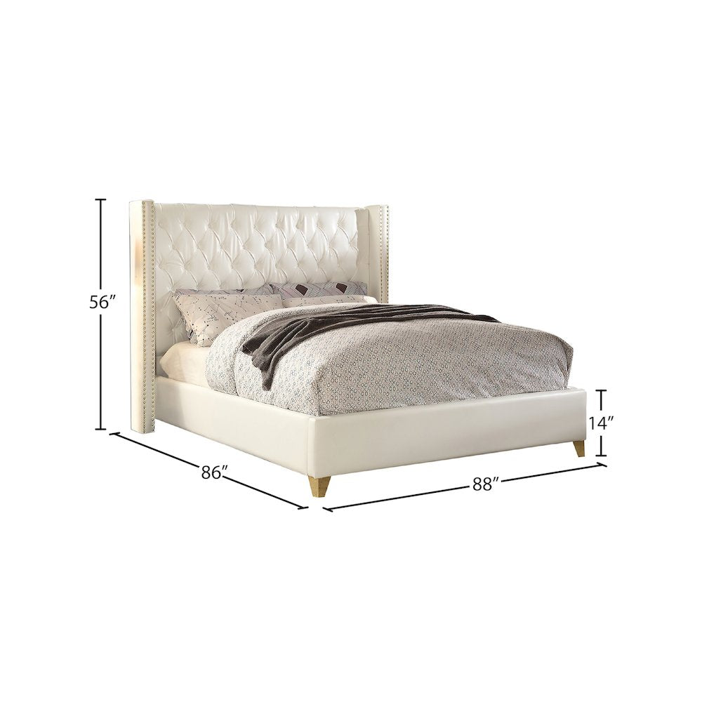 Soho White Vegan Leather King Bed