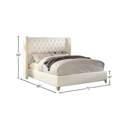 Soho White Vegan Leather Queen Bed