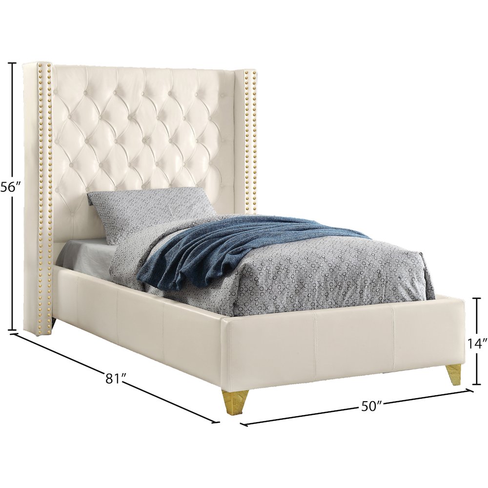 Soho White Vegan Leather Twin Bed