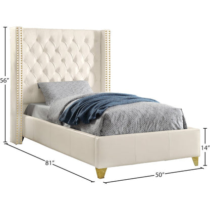 Soho White Vegan Leather Twin Bed