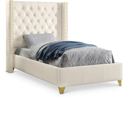 Soho White Vegan Leather Twin Bed