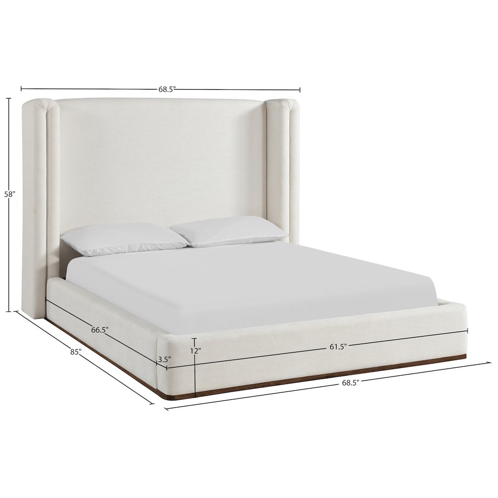 Solange Cream Linen Textured Fabric Upholstered Full Bed