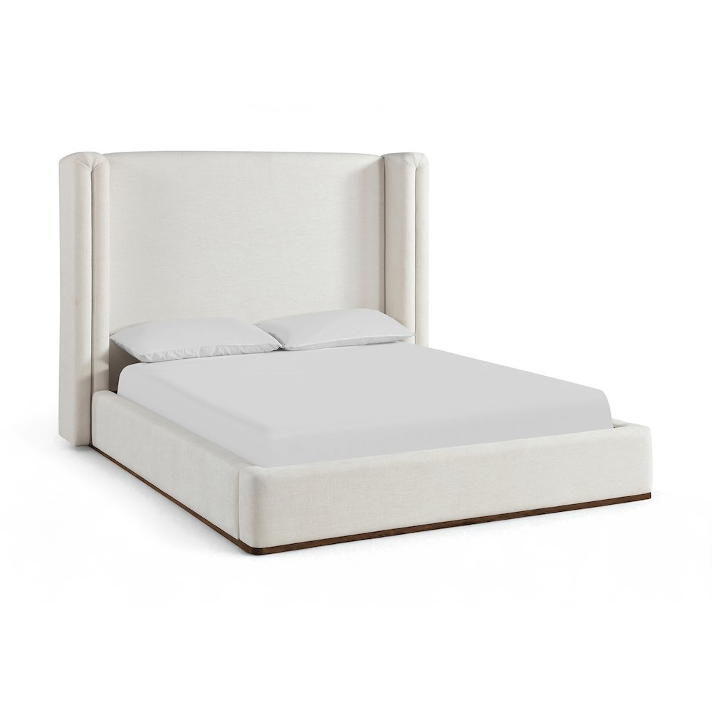 Solange Cream Linen Textured Fabric Upholstered Full Bed