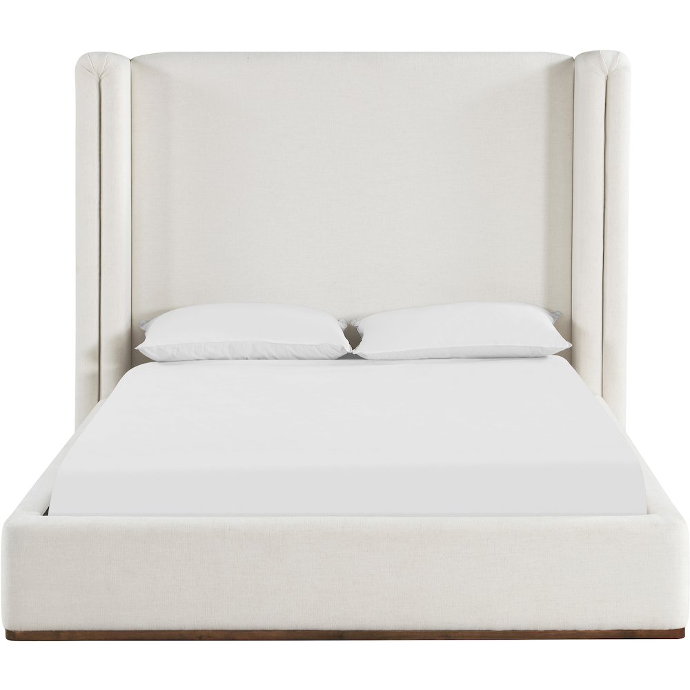 Solange Cream Linen Textured Fabric Upholstered Full Bed