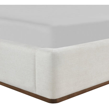 Solange Cream Linen Textured Fabric Upholstered Full Bed