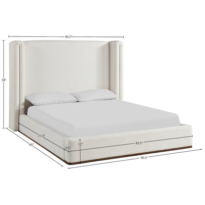 Solange Cream Linen Textured Fabric Upholstered King Bed
