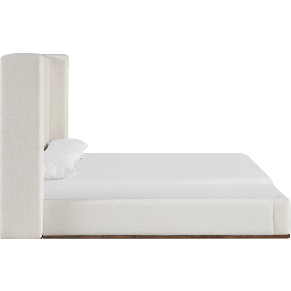 Solange Cream Linen Textured Fabric Upholstered Queen Bed