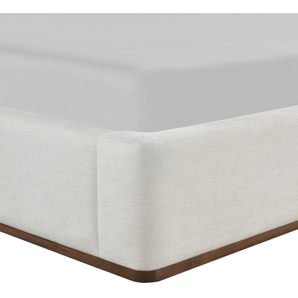 Solange Cream Linen Textured Fabric Upholstered Queen Bed