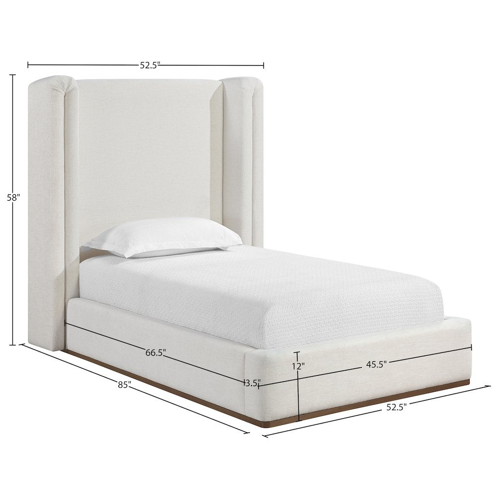 Solange Cream Linen Textured Fabric Upholstered Twin Bed