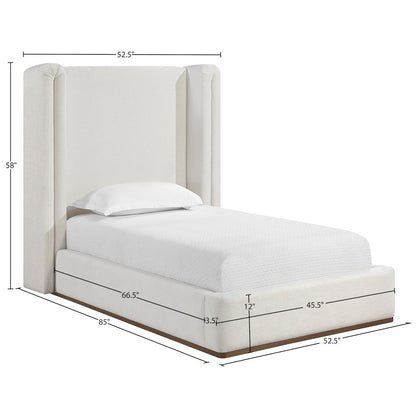 Solange Cream Linen Textured Fabric Upholstered Twin Bed