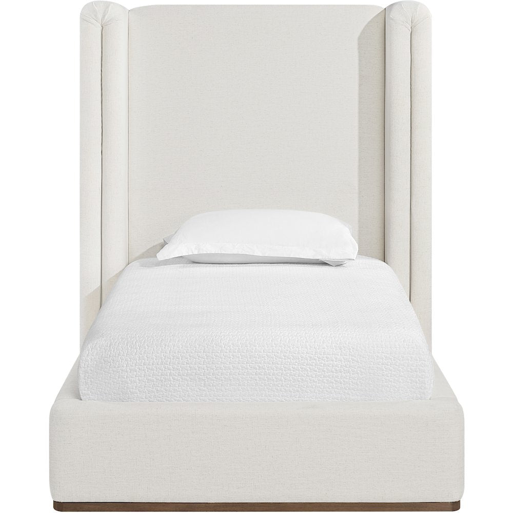Solange Cream Linen Textured Fabric Upholstered Twin Bed