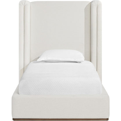 Solange Cream Linen Textured Fabric Upholstered Twin Bed