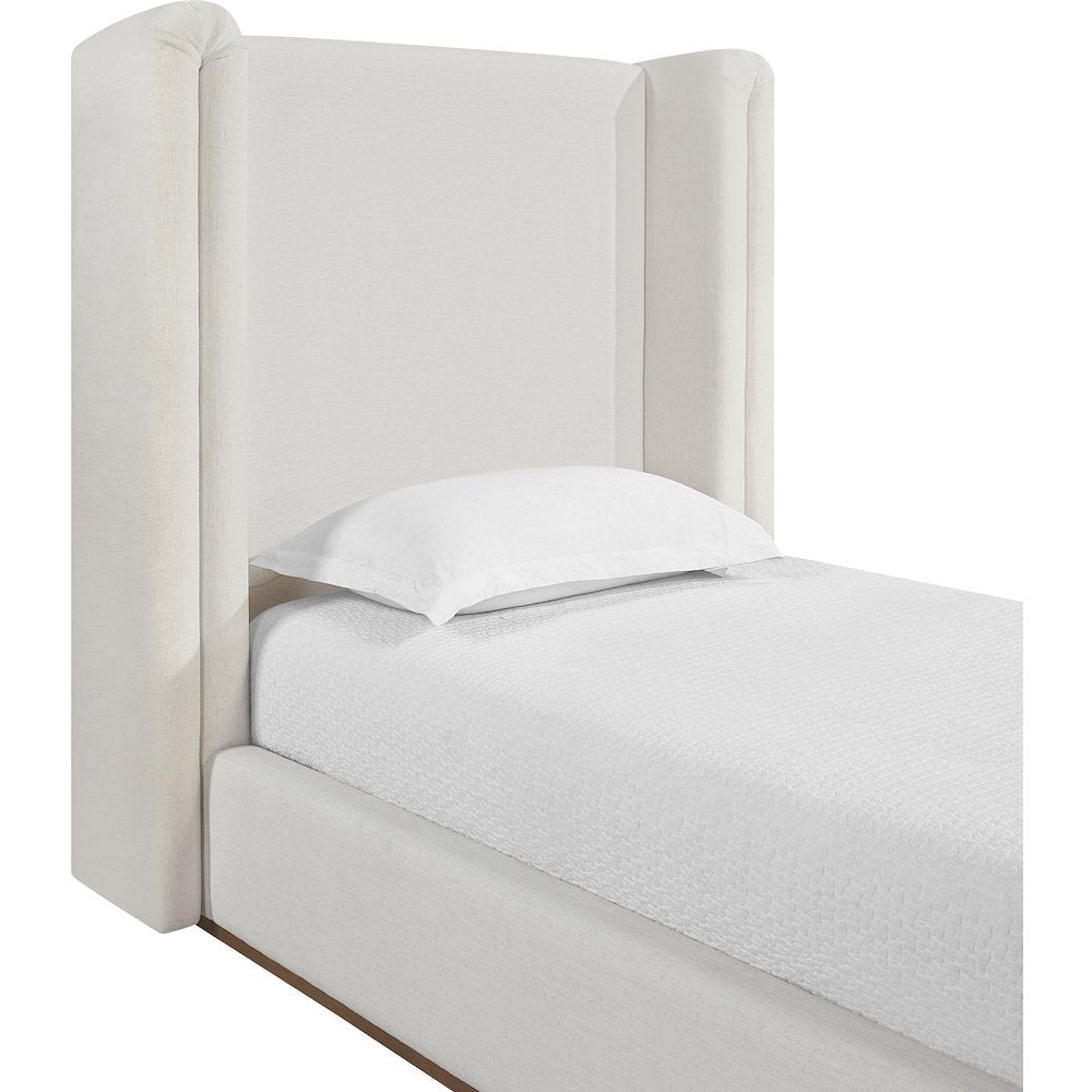 Solange Cream Linen Textured Fabric Upholstered Twin Bed
