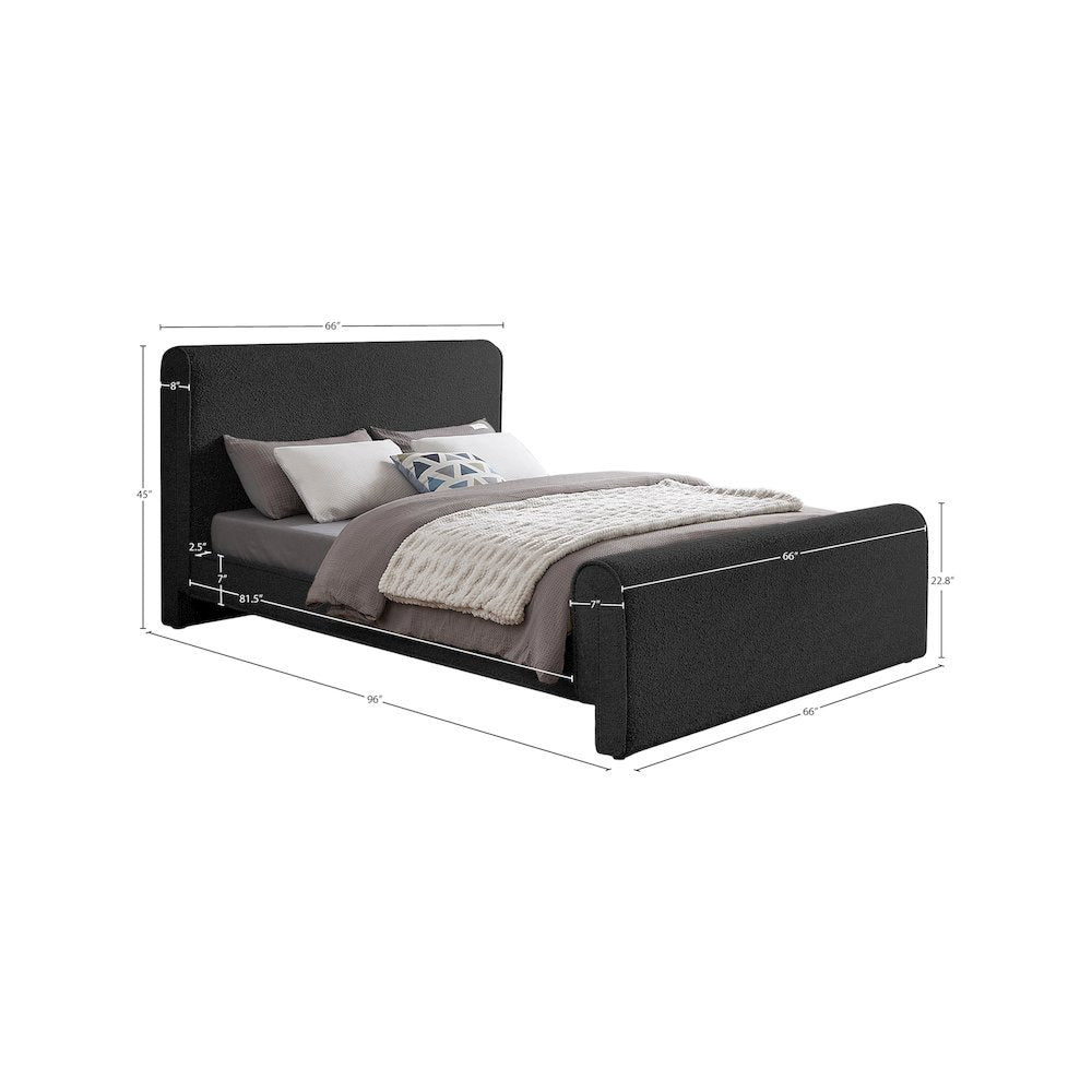 Stylus Black Boucle Fabric Queen Bed
