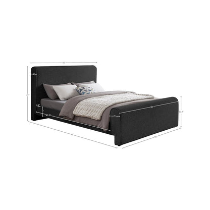Stylus Black Boucle Fabric Queen Bed