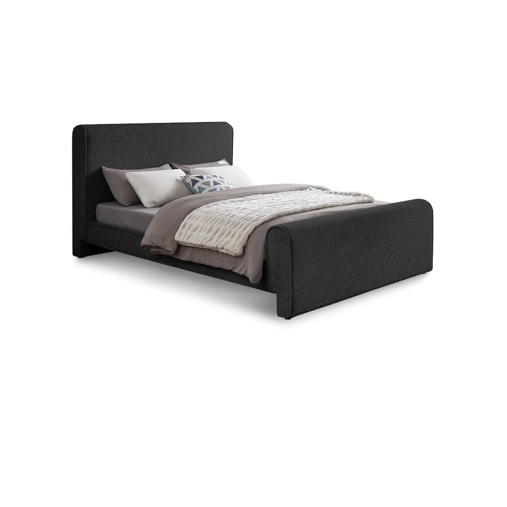Stylus Black Boucle Fabric Queen Bed