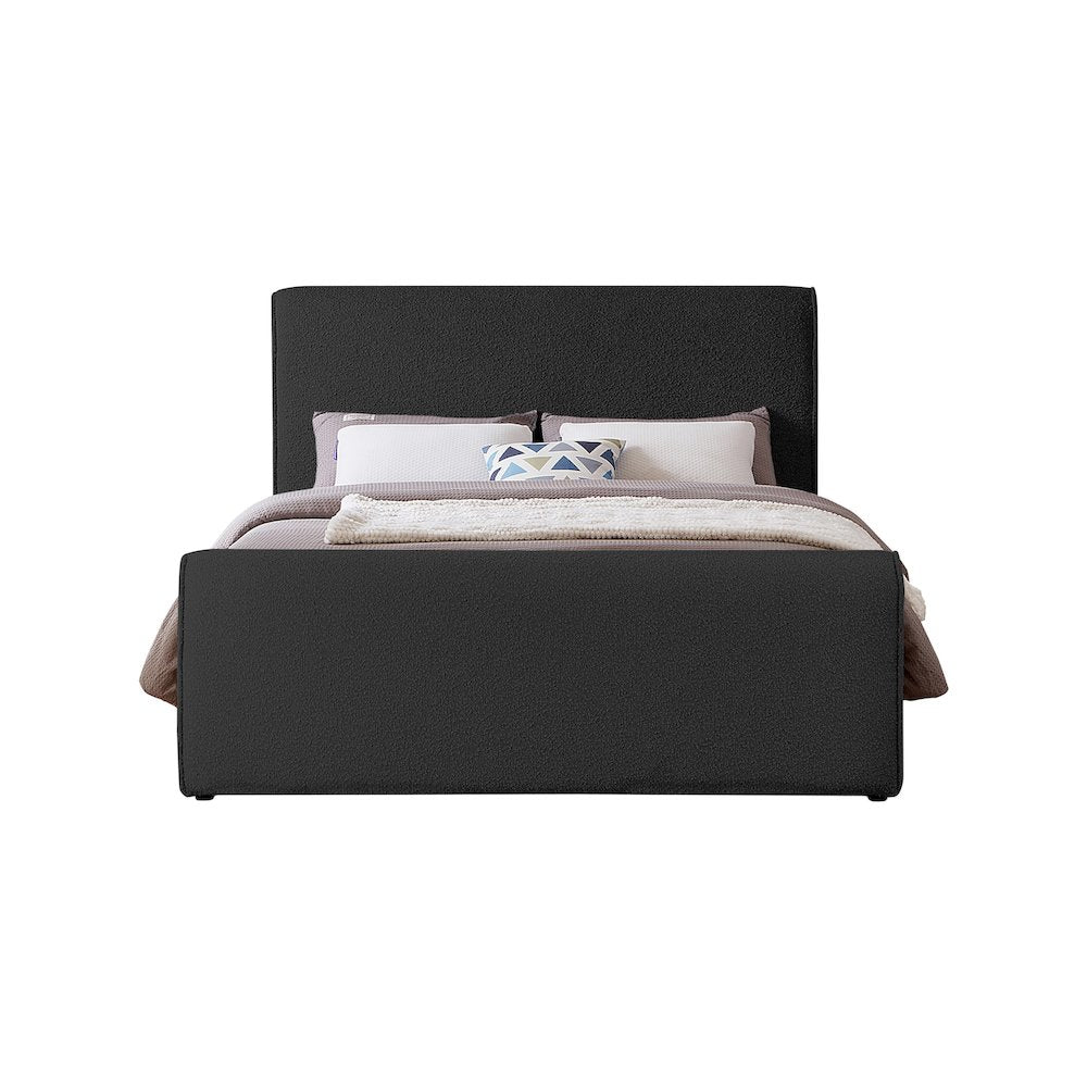 Stylus Black Boucle Fabric Queen Bed