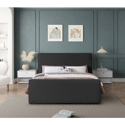 Stylus Black Boucle Fabric Queen Bed