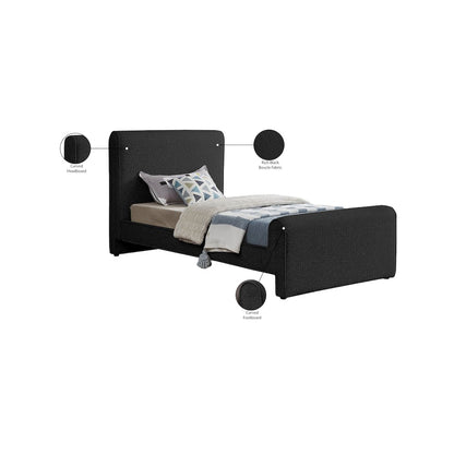 Stylus Black Boucle Fabric Twin Bed