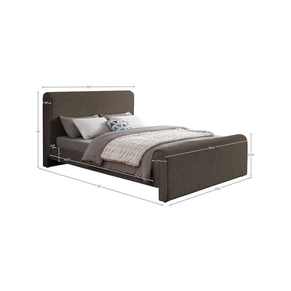 Stylus Brown Boucle Fabric Full Bed