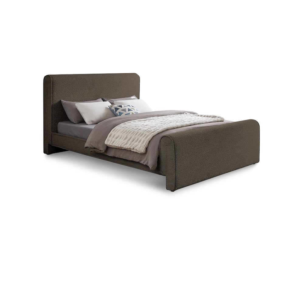 Stylus Brown Boucle Fabric Full Bed