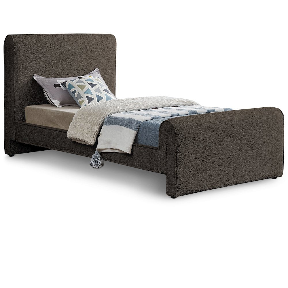 Stylus Brown Boucle Fabric Twin Bed