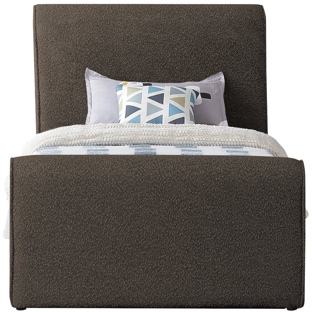Stylus Brown Boucle Fabric Twin Bed