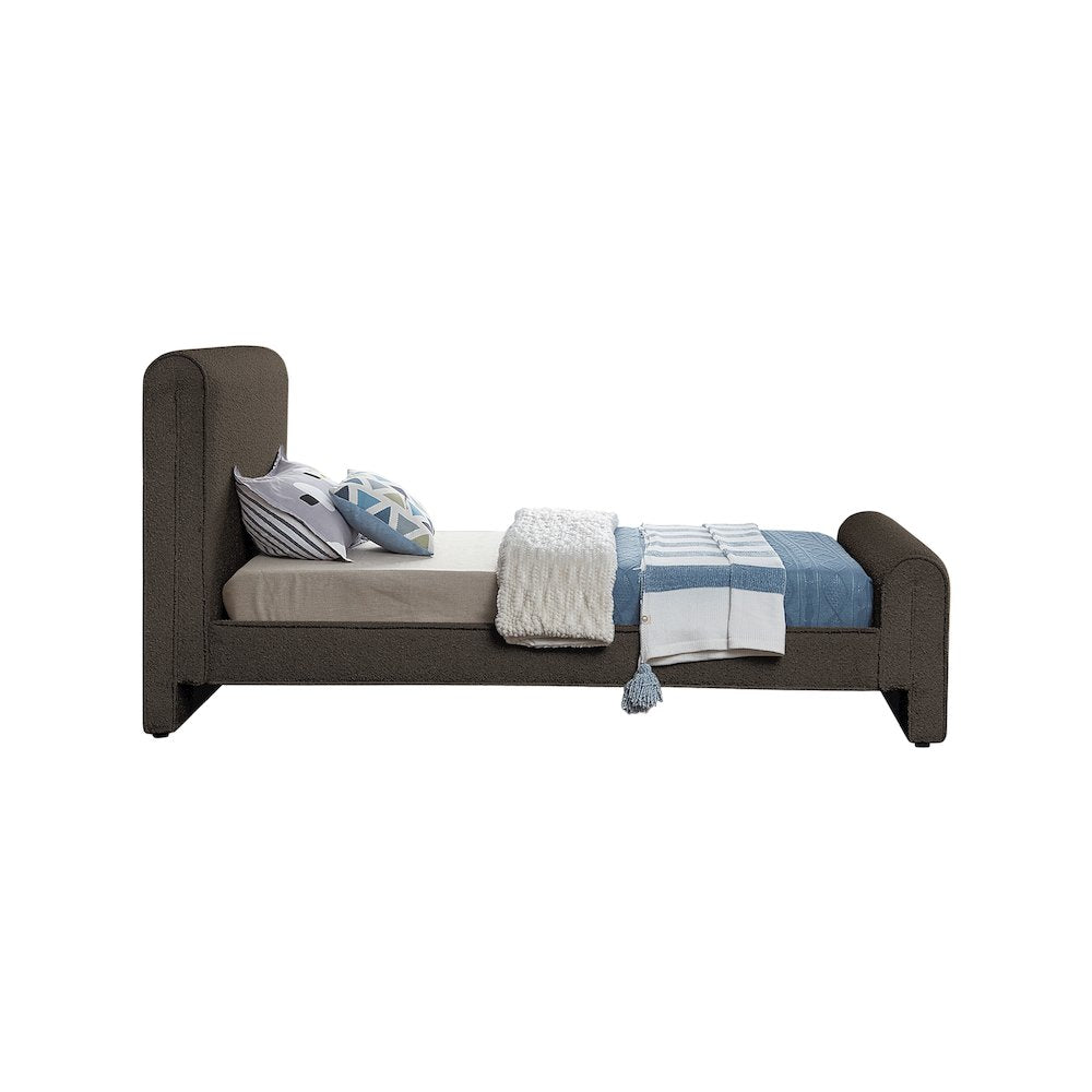 Stylus Brown Boucle Fabric Twin Bed