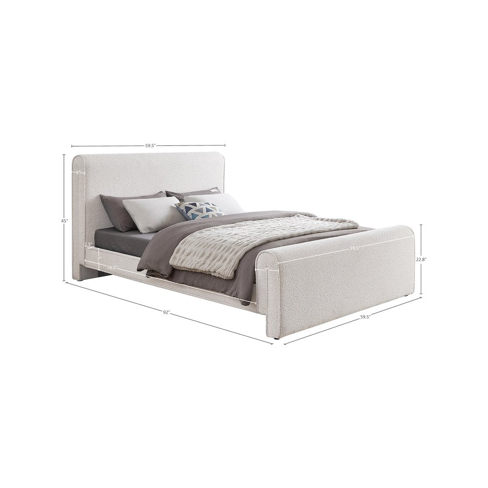 Stylus Cream Boucle Fabric Full Bed