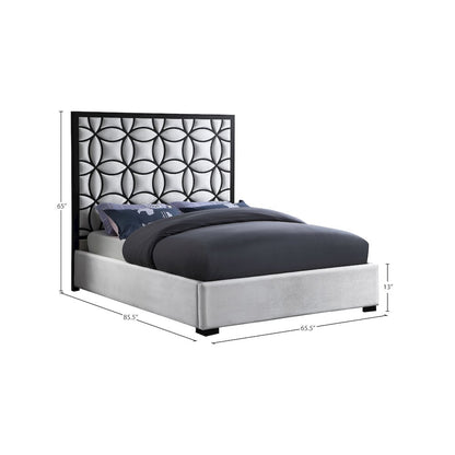 Taj White Velvet Queen Bed