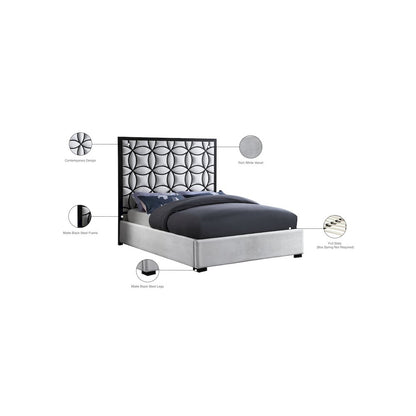 Taj White Velvet Queen Bed
