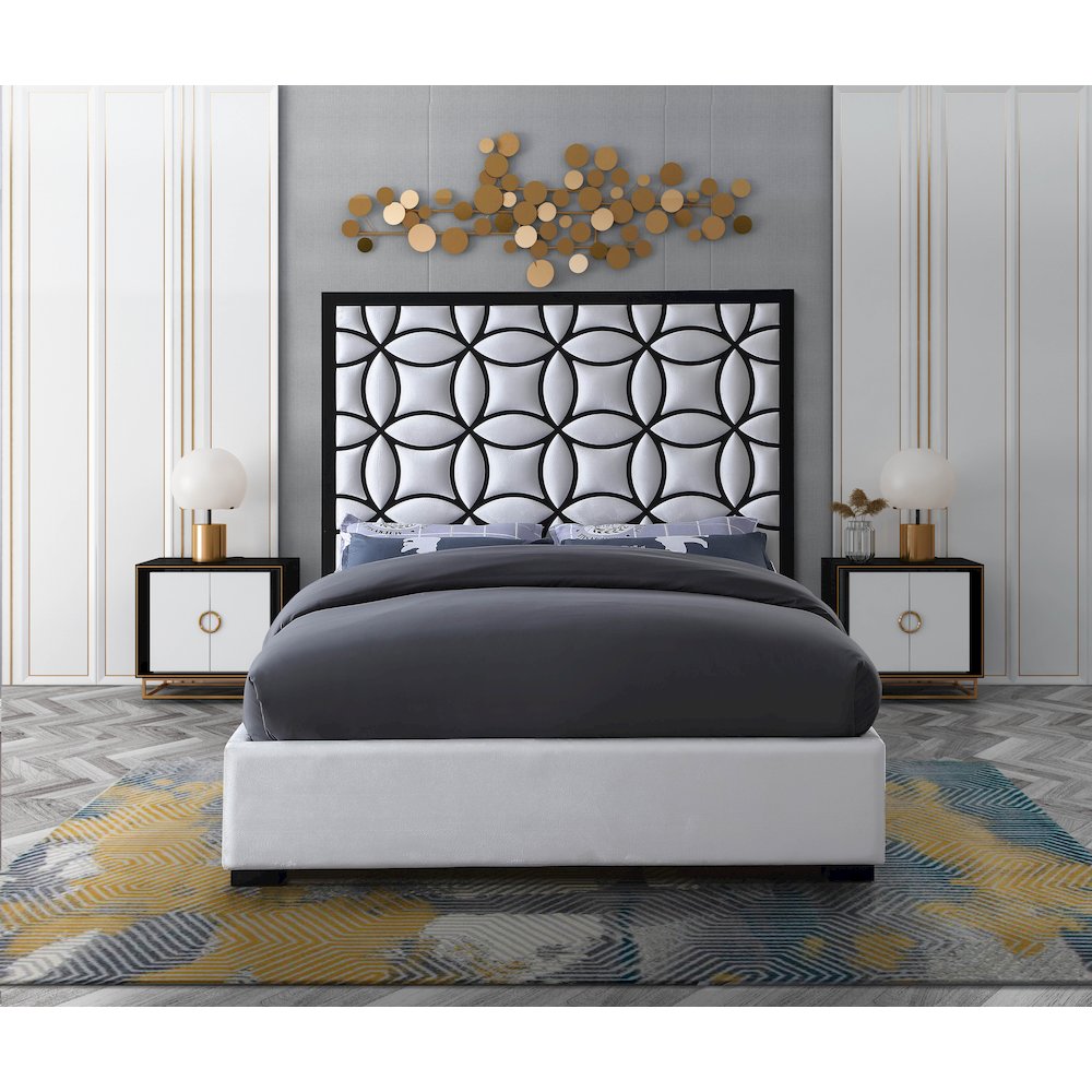 Taj White Velvet Queen Bed