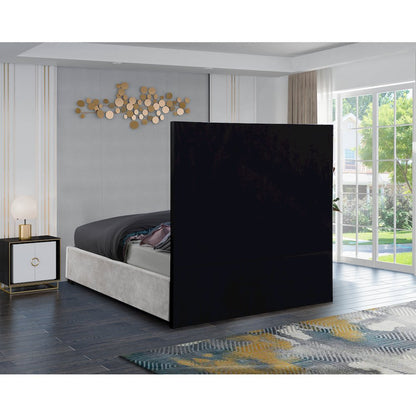 Taj White Velvet Queen Bed