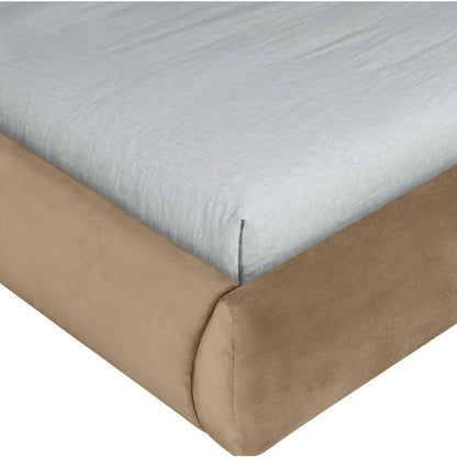 Tempo Beige Velvet Upholstered Twin Bed