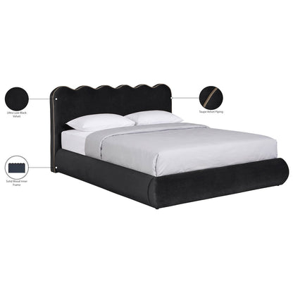 Tempo Black Velvet Upholstered Full Bed