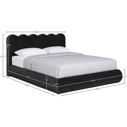 Tempo Black Velvet Upholstered Full Bed