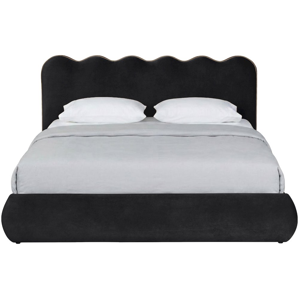 Tempo Black Velvet Upholstered King Bed